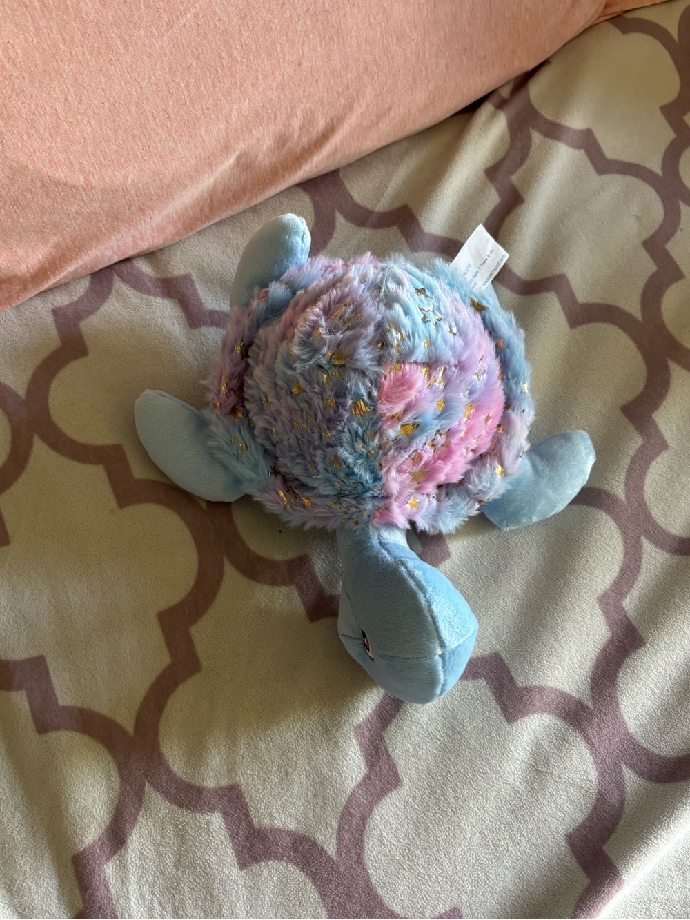 Plush Blue Turtle with Multicolor Starry Shell